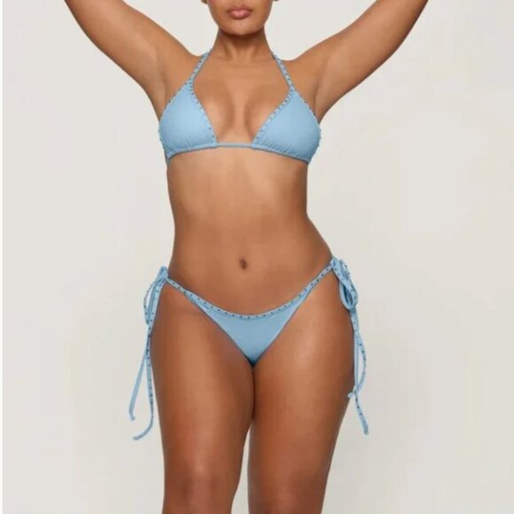 NWT Skims Rhinestone Triangle Bikini Top in Iris Blue Large - Picture 2 of 8